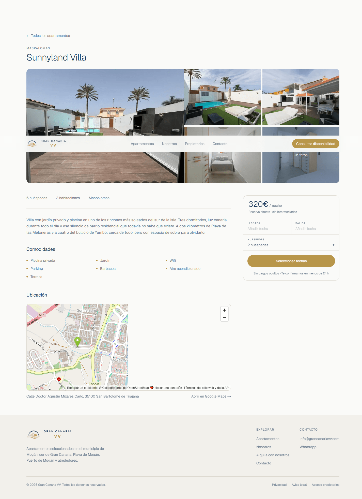 Ficha individual de un alojamiento en grancanariavv.com